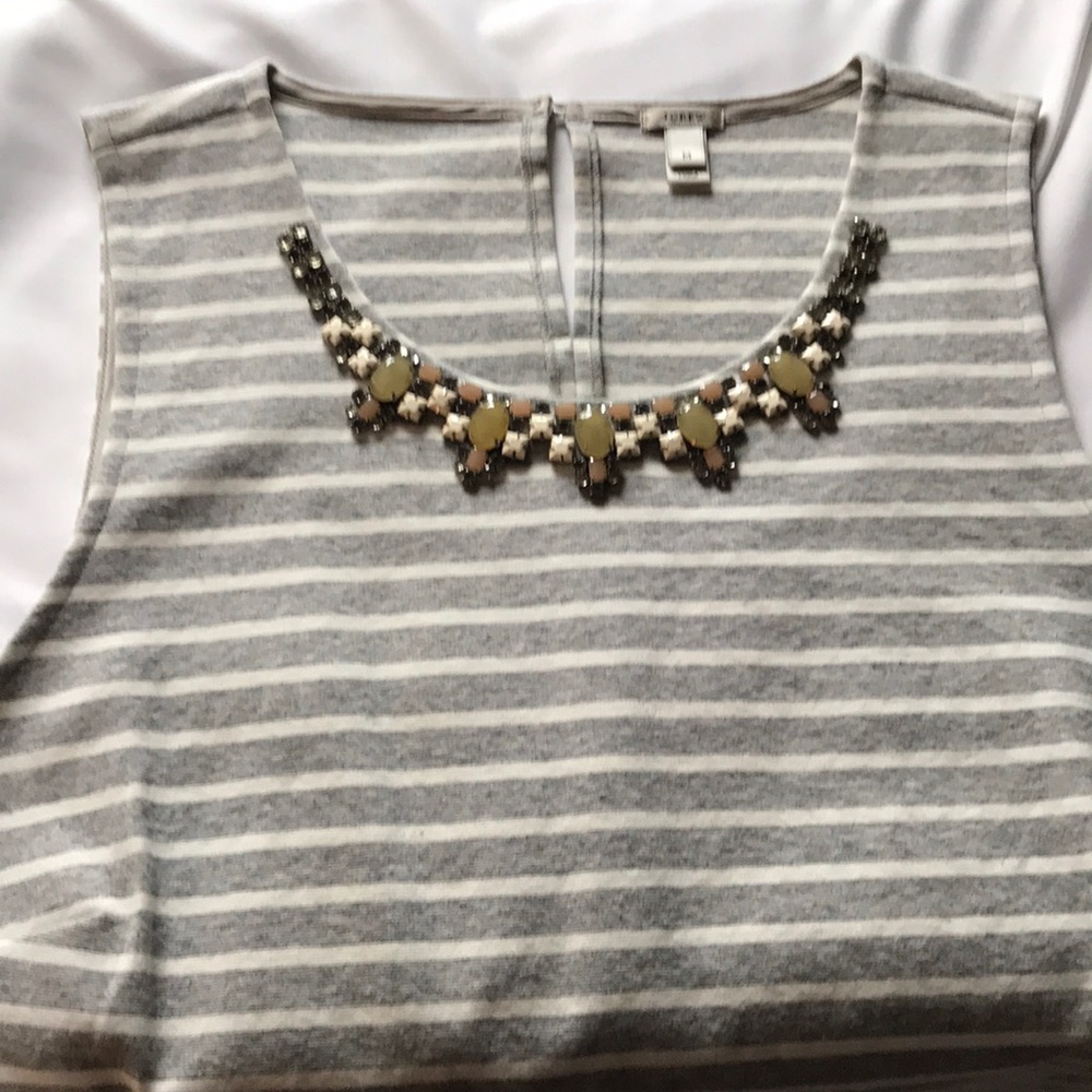 J. Crew Sleeveless Shirt with Jeweled Collar
